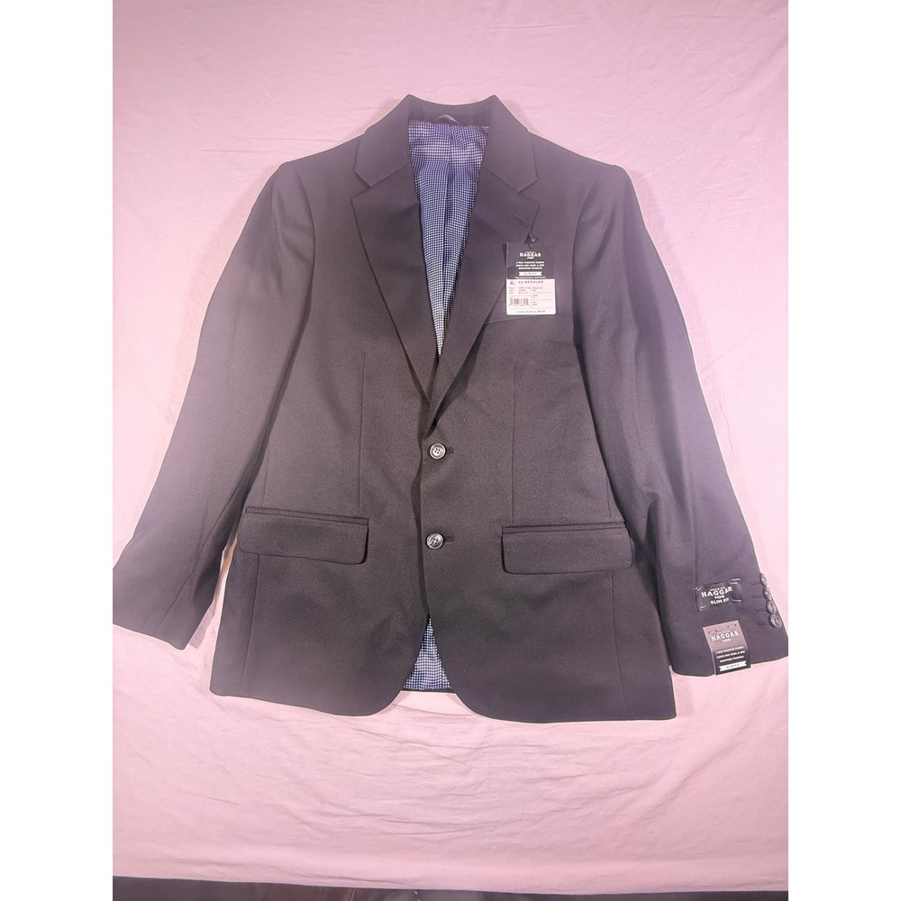 Haggar Blazer Mens 40 Regular Black NEW Slim Fit‎ Stretch Gabardine HJ80031